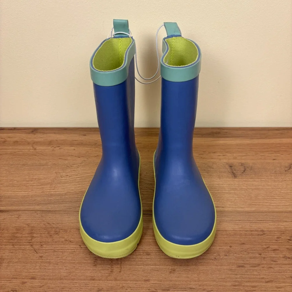 HARPER CANYON Audra Rain Boots Blue Green Kids‎ Size 11 Rubber Lug Sole Pull On